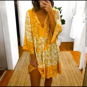 NEW / NEVER WORN Yellow Boho Floral Mini Dress